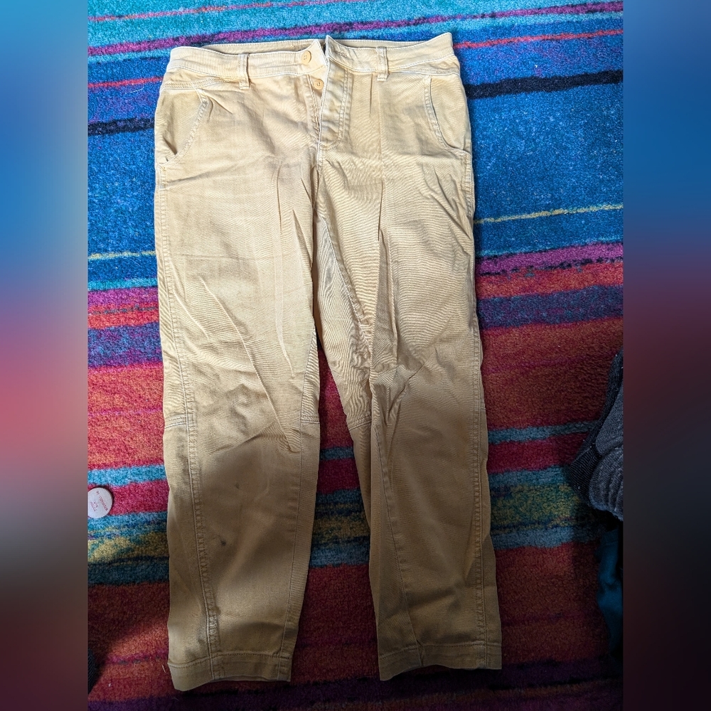 PrAna women's size 10 mustard yellow capris.